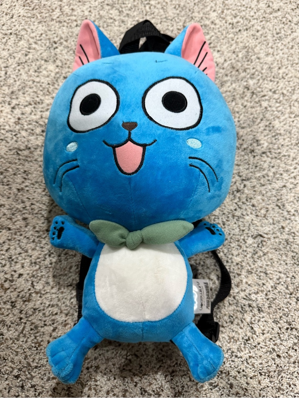Funimation Fairy Tail Happy Plush Small Kids Backpack, Zip, Adjustable Strap